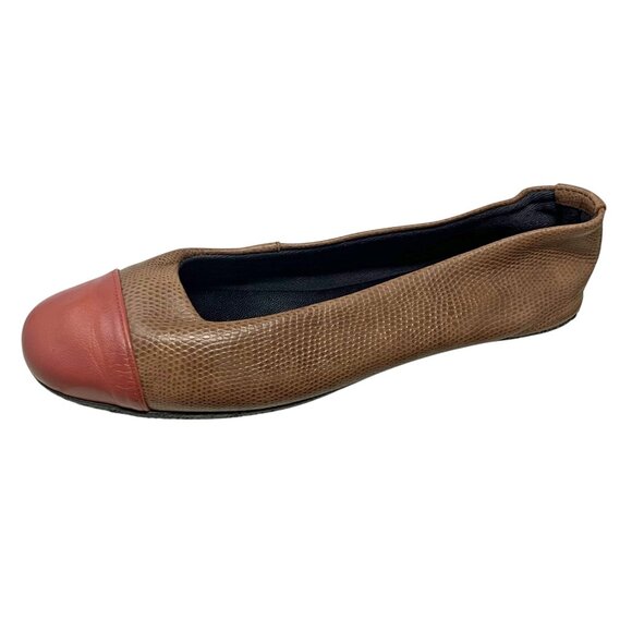 Kokua Barcelo Brown Leather‎ Mauve Cap Toe Ballerina Flats - Picture 4 of 12